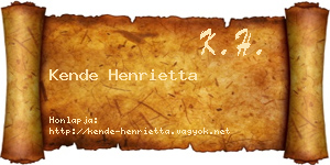 Kende Henrietta névjegykártya